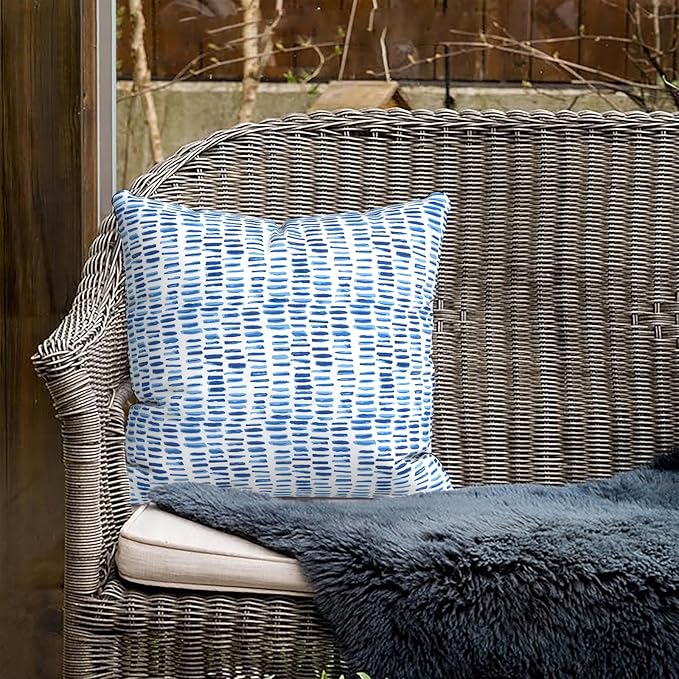 Outdoor Pillows for Patio Furniture 18x18 inch, Square Outdoor Throw Pillows with Inserts, Decorative Toss Pillows for Garden Couch Home Sofa Office Chair, Pack of 2, Pebble Blue
