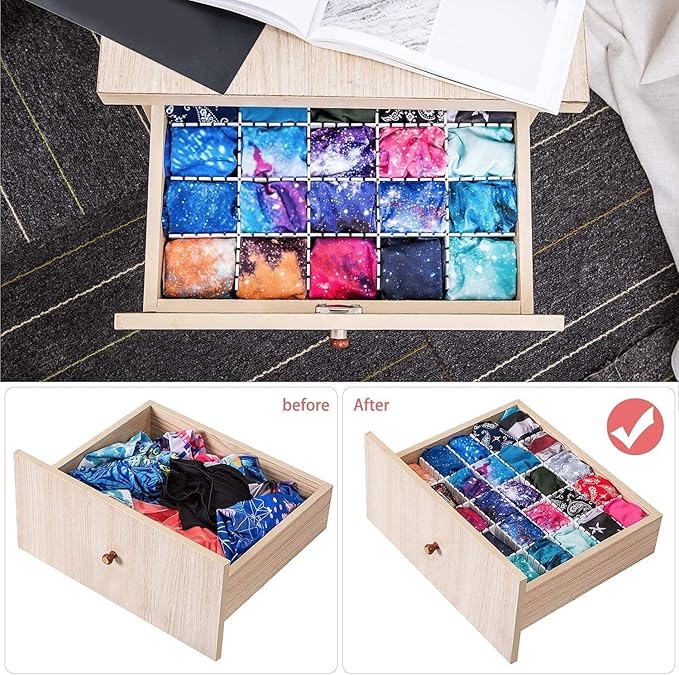 18Pcs Drawer Dividers, Adjustable Drawer Organizer for Socks, Underwear, Makeup, Can Help Tidy Kitchen, Bedroom, Dresser Black