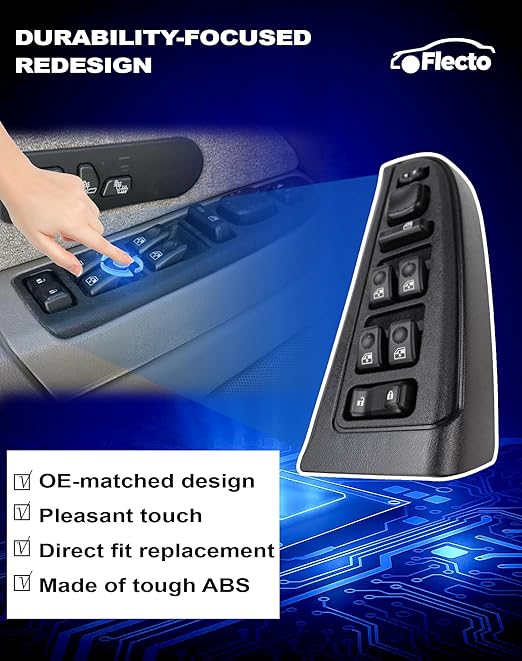 Flecto 15883323 Master Power Window Switch & Bezel Driver Side Compatible with 2003-2007 Chevy Avalanche/Silverado/GMC Yukon/Cadillac Escalade