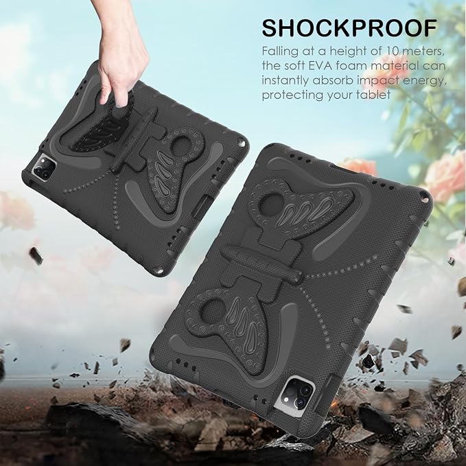 Case for iPad 11th Gen (A16) 11 inch 2025 &amp 10th Generation 10.9 2022 &amp Air 11 2025/2024 &amp Air 6/5th/4th Gen &amp Pro 11 Butterfly Shockproof Cover -Black