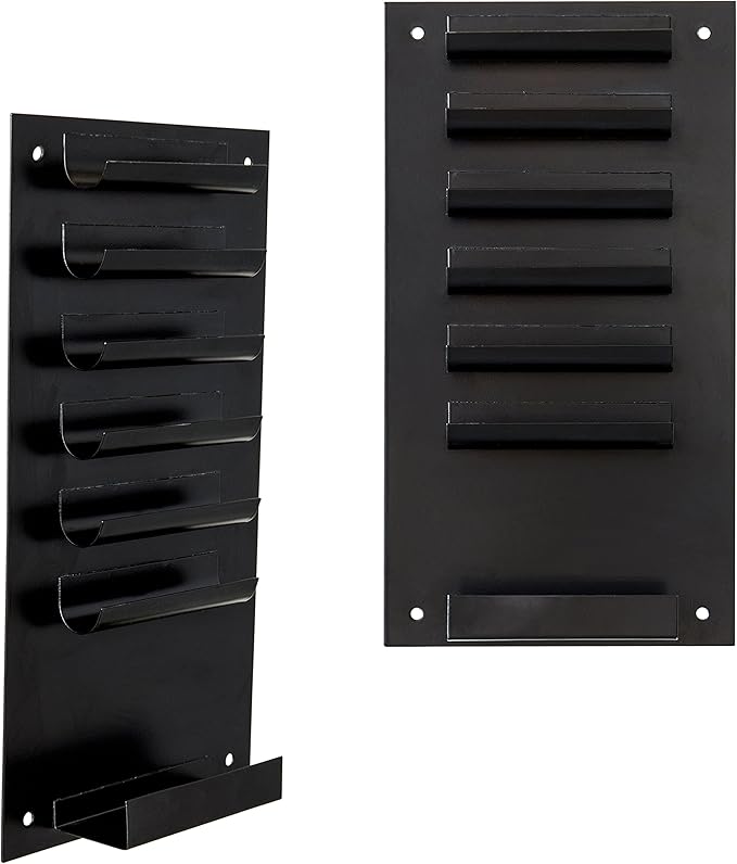MyGift MyGit Whiteboard Marker Holder 2-Pack Wall Mounted Dry Erase Marker Holder Black 7 Slot Organizer for Markers and Eraser for Classroom Office or Home