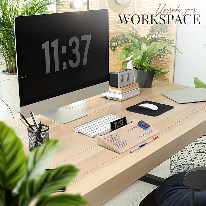 Birch Small Desktop Whiteboard – Glass Dry Erase Board Desk Pad Keyboard Stand with Storage Compartment Adjustable Dividers 3 Markers & Marker Holder – Perfect for Office, Home, & School (Sand)
