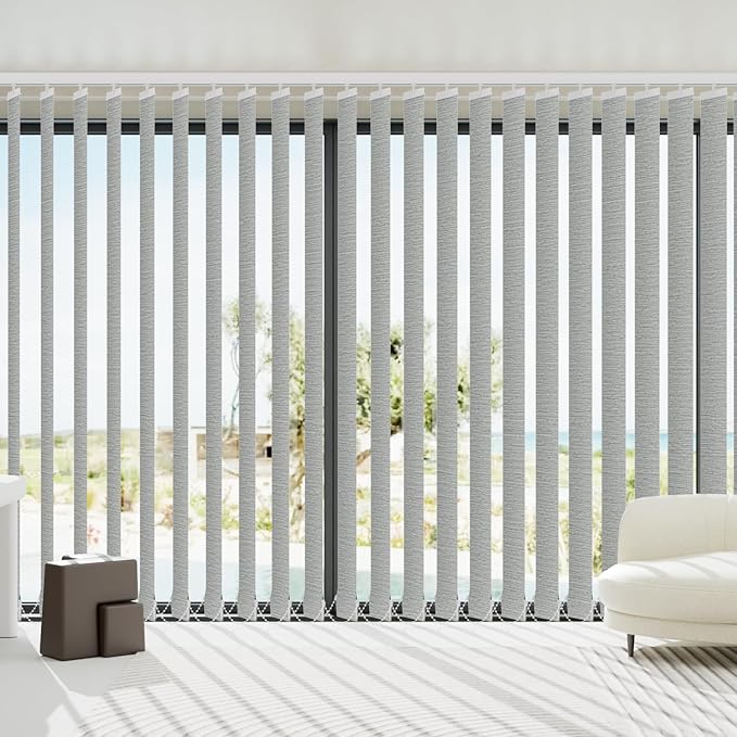 Blindify Motorized Vertical Blinds Compatible with Alexa Google Home, Blackout Sliding Door Shades Smart Vertical Blinds Remote Control Customize, Grey