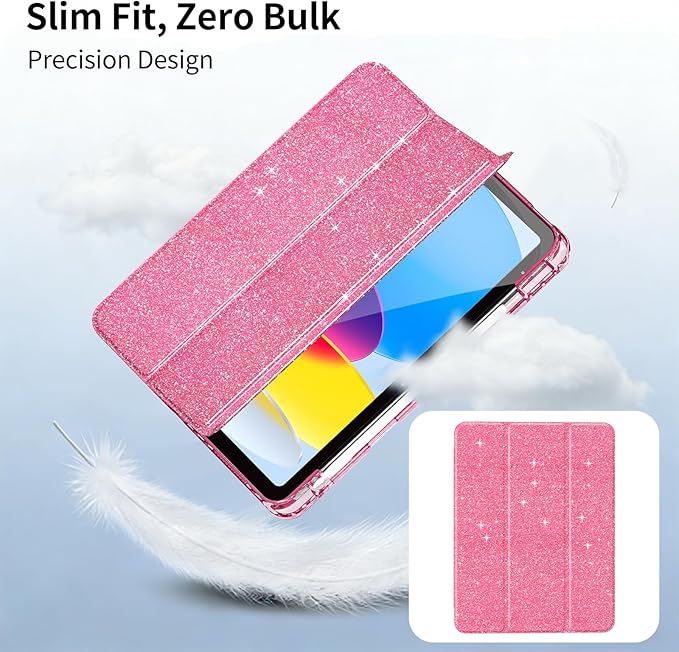 Case for iPad Air 11-inch (M4 2026/ M3 2025/ M2 2024)&amp 10.9-inch (5th/ 4th Gen) 2022/2020 Glittering Sparkly Slim Stand Cover with Clear Back Pencil Holder&amp Shockproof Protection (Black)