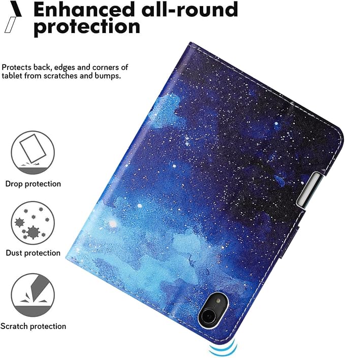 Case for iPad mini 7 A17 Pro &amp iPad mini 6 (2024/2021) Built-in Pencil Holder Premium PU Leather Folio Stand Smart Protective Cover Multi-Viewing Angles and Auto Wake/Sleep - Beach