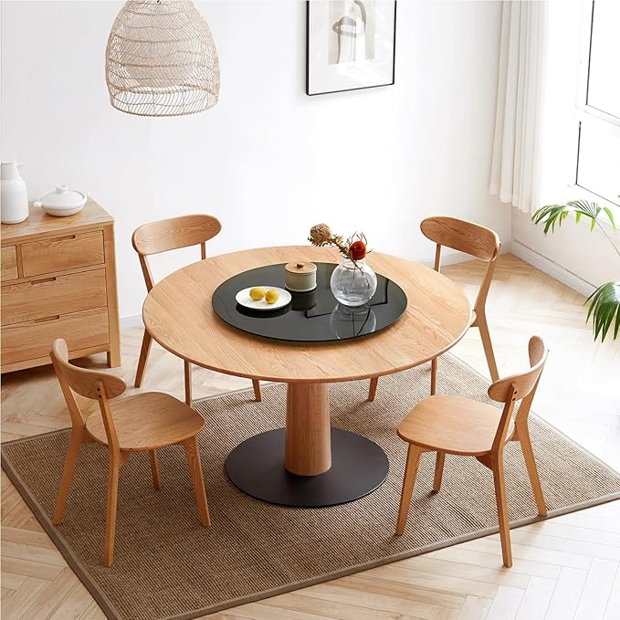 Solid Wood Dining Chairs Set of 4 - FAS-Grade North American Oak,Heavy Duty Dining Chair with Ergonomic Curved Back,Suitable for Kitchens and Dining Rooms,Easy Assembly,400 lbs Capacity