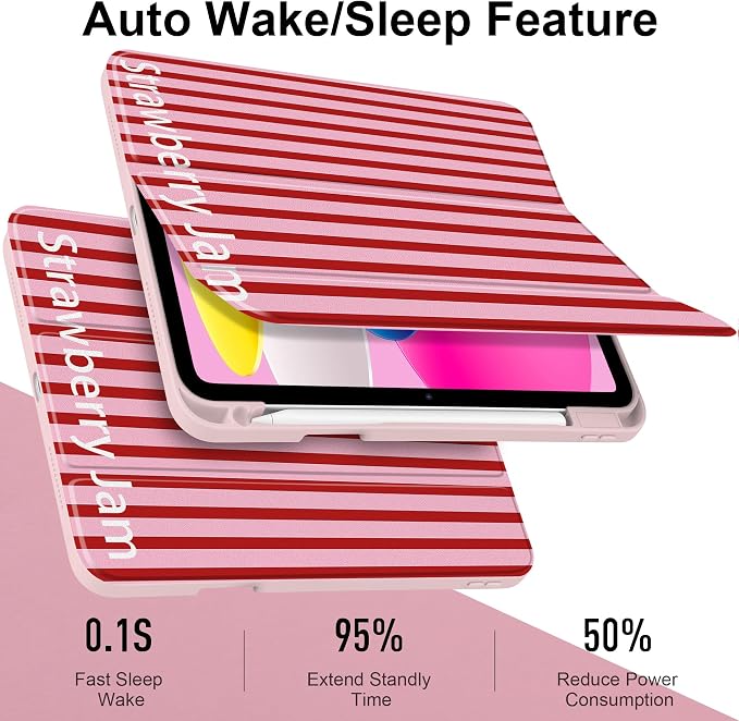 Case for iPad (A16) 11th Generation 11 inch 2025 /iPad 10th Gen 10.9 2022 - Aesthetic Cute Preppy Design Trifold Cover with Soft TPU Bumper Clear Back Auto Sleep/Wake Waves