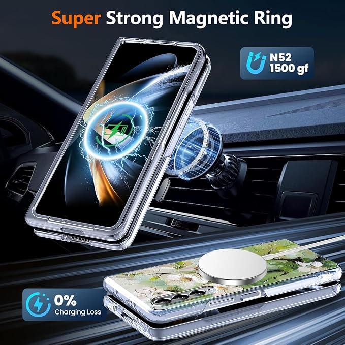 for Galaxy Z Fold4 CaseBuilt-in Magnet CircleWireless Charging | Military-Grade Shockproof case Cover for Samsung Galaxy Z Fold4Anagallis