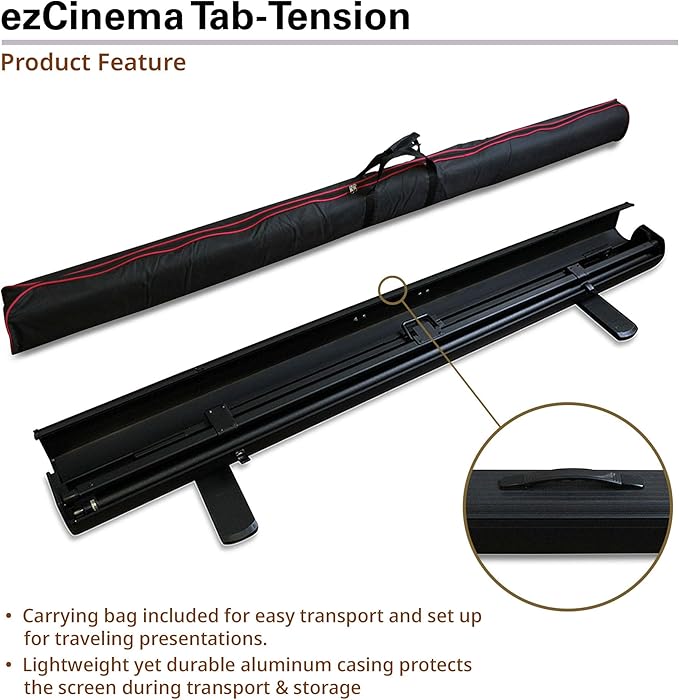 Elite Screens ezCinema Tab-Tension, 90-Inch Portable Floor Rising Projector Screen, 4:3, Tab-Tensioned Scissor-Backed, Manual Pull Up Projection Screen+Carry Bag, Home Office Classroom, Black- FT90XWV