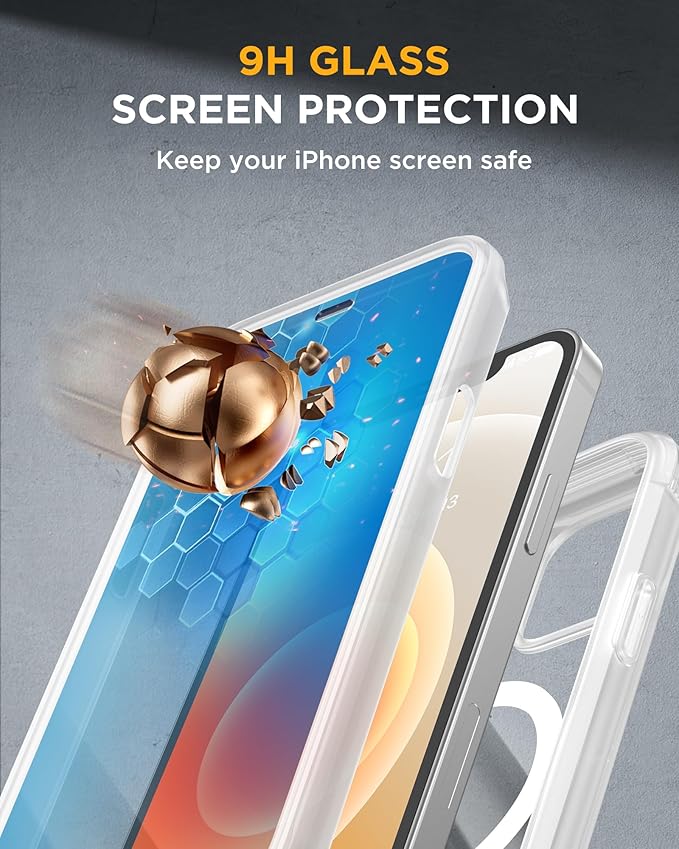 Miracase Magnetic for iPhone 12 mini Case, [360 Full-Body Protection & Complete Camera Guard], Drop & Scratch-Resistant, Shockproof, Stylish Clear iPhone Case, iPhone 12 mini Cover, Matte Clear
