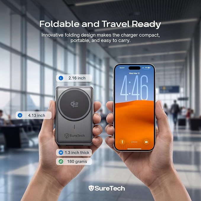 Qi2.2 Certified 3-in-1 Foldable Wireless Charging Station for Apple Devices with 65W Adapter 25W Fast Charging Dock Portable Magnetic Charger for iPhone 17-13 Apple Watch Series &amp AirPods