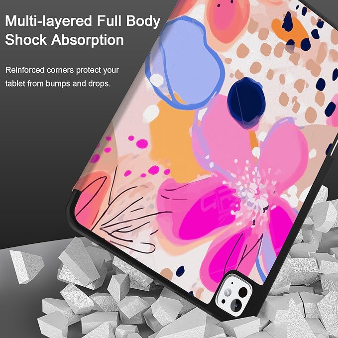 Case for iPad Pro 13 inch (M5 2025 / M4 2024) – [Built-in Pencil Holder] Ultra Slim PU Leather Trifold Stand Cover with Soft TPU Back Auto Wake/Sleep - Color Leopard