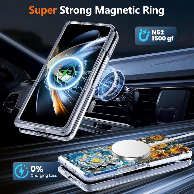 for Galaxy Z Fold4 CaseBuilt-in Magnet CircleWireless Charging | Military-Grade Shockproof case Cover for Samsung Galaxy Z Fold4Anagallis