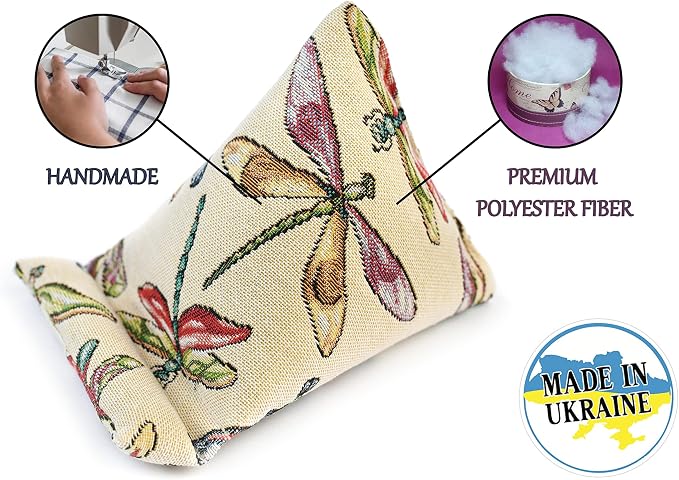 Handmade Phone Pillow Holder - The Wedge Mobile Device Stand - Fabric Phone Stand for All iPhones All Smartphones! 7 x 6.1 x 5.5 Inches (ABC)