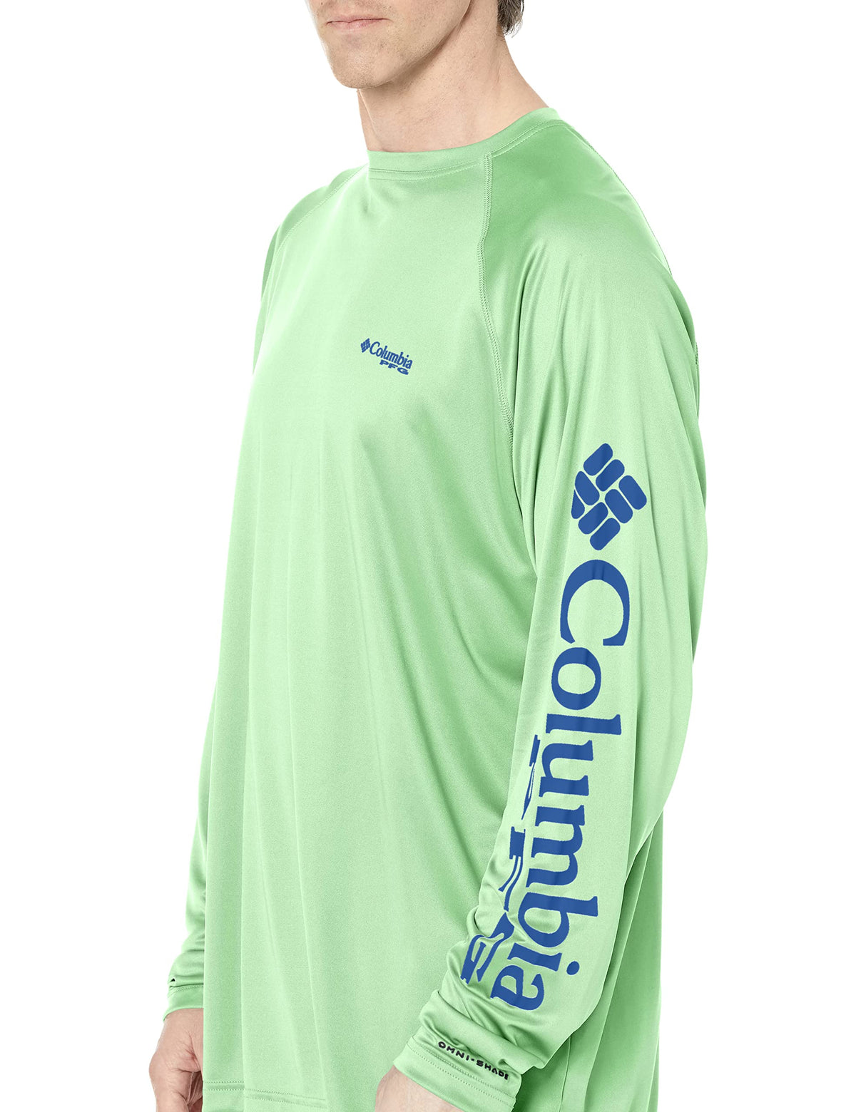 Columbia Men's PFG Terminal Tackle Long Sleeve Fishing Shirt, Key West/Vivid Blue Logo, Medium
