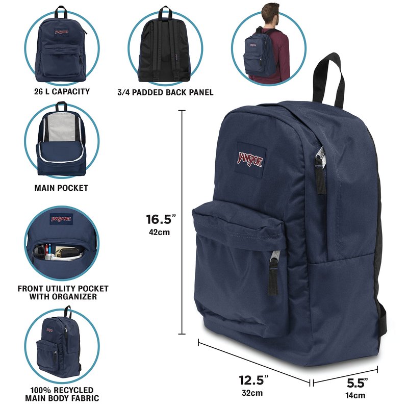 JanSport SuperBreak One Backpacks - Durable, Lightweight Bag with 1 Main Compartment, Front Utility Pocket with Built-in Organizer - Premium Backpack, Graphite Grey