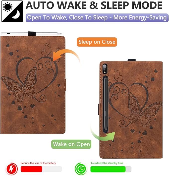Dteck Wallet Case for Galaxy Tab S10+/S9+/S7 FE/S8+/S7 Plus 12.4 Tablet Premium PU Leather Folding Stand Auto Wake/Sleep Pen Holder Case with Hummingbirds