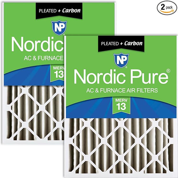 Nordic Pure 18x24x4 Pleated Air Filters MERV 13 Plus Carbon 2 Pack