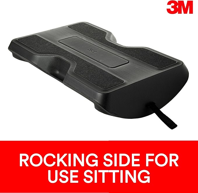 3M Foot Rest for Standing Desks, Two-Sided Rocking and Stationary for Sitting or Standing, Helps Reduce Leg and Foot Fatigue, Black (FR200B)