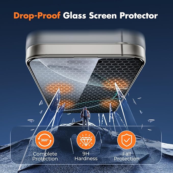 UNBREAKcable 3-Pack Screen Protector for iPhone 15 Double Shatterproof Tempered Glass [Easy Installation Frame] [99.99% HD Clear] [9H Hardness] [Full Coverage] [Case Friendly] for Apple 15 6.1 inch
