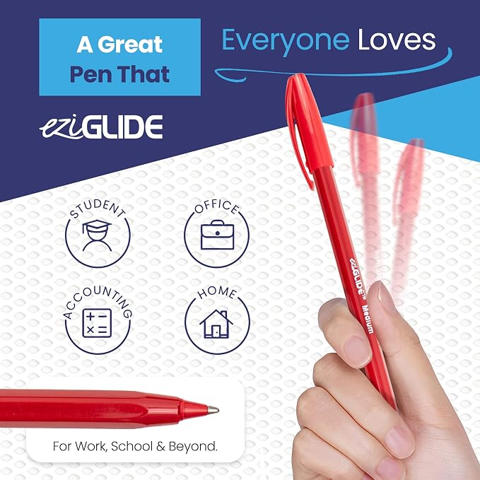 50-Pack Assorted Ballpoint Pens Easy Grip &amp Medium Point (1.0mm) | Precise Writing &amp Ergonomic Grip – Multipack Ball Point Pens Ideal for Home Office Teachers Exams Work &amp Stationary