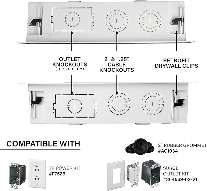 Legrand - OnQ Cable Management, In-Wall Media Box, Dual Purpose Structured Wiring Enclosure with Mounting Bracket, Home Networking Panel, 9 inch, White, ENP0905NAV1