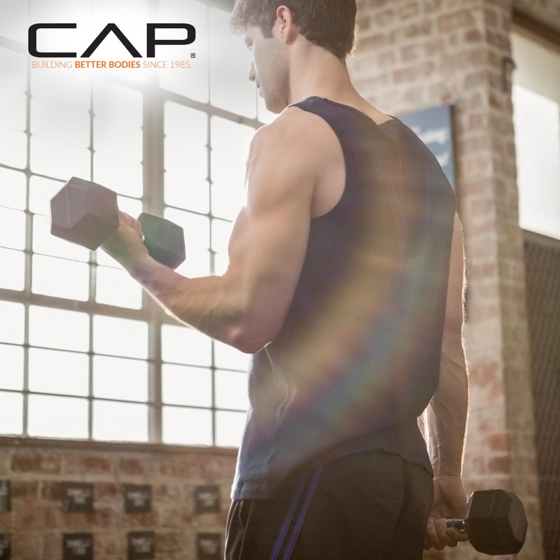 CAP 30 LB Rubber Coated Hex Dumbbell Weight, Rubber Free Weights for Home Gym Strength Training, Chrome Handle, Pair