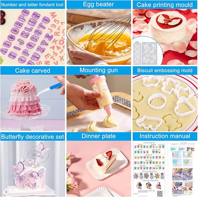 Cake Decorating Kit Supplies, 730 Pcs Cake Pop Kit with Cake Carrier Holder Springform Pan Sets Toolbox Organizer Turntable Piping Bags Tips for Beginner Professional Mothers Day Gifts for Mom