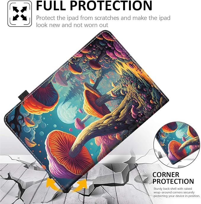 Case for All-New Amazon Fire HD 10 and 10 Plus Tablet (13th/11th Generation 2023/2021 Release) 10.1 Multi-Angle Smart Stand Cover Auto Sleep/Wake Skull and Fire