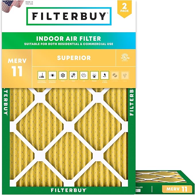 Filterbuy 15x20x1 Air Filter MERV 11 Superior Pet & Allergy Defense,