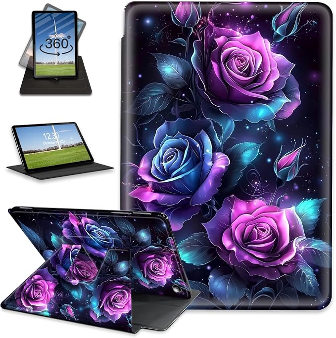 for Amazon Fire Max 11 2023 Release Table Case 11'' Rotating Auto Wake Sleep Leather Table Case for Amazon Fire Max 11 2023 Release Stand Bird Flowers Design for Woman Man