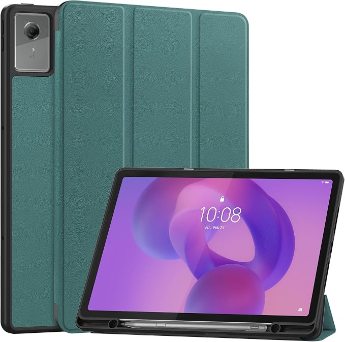 YRH for Idea Tab Pro 12.7 inch Case 2025 with Pen Holder Soft TPU Back Tablet Cover Case with Auto/Sleep (Black)