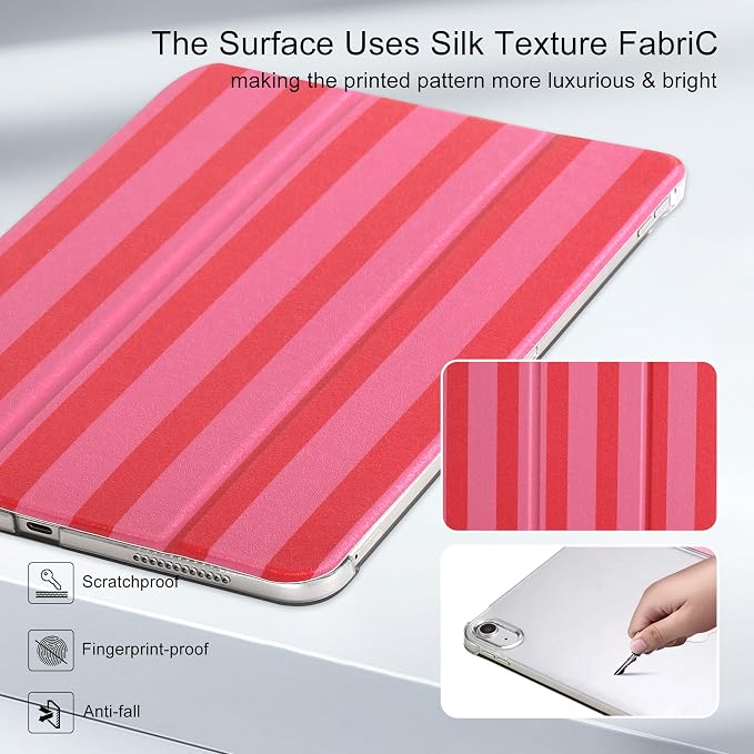 for iPad Air 11-inch M4 2026 M3 2025 M2 2024 iPad Air 5th 2022 / 4th Gen 2020 10.9-inch Slim Foldable Stand Hard PC Translucent Back Shell Smart Cover - [Auto Wake/Sleep]-Black Polka dots