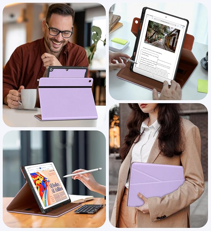 DTTO for iPad 9th/8th/7th Gen Case 10.2 Inch (2021/2020/2019) Brown | 360 Degree Rotating Premium Faux Leather Folio Stand Cover with Pencil Holder Auto Sleep/Wake Multiple Angles Hand Strap