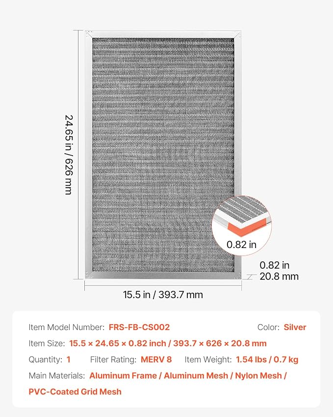 VEVOR Electrostatic Air Filter, MERV 8 Long Lifetime, Healthier Home or Office