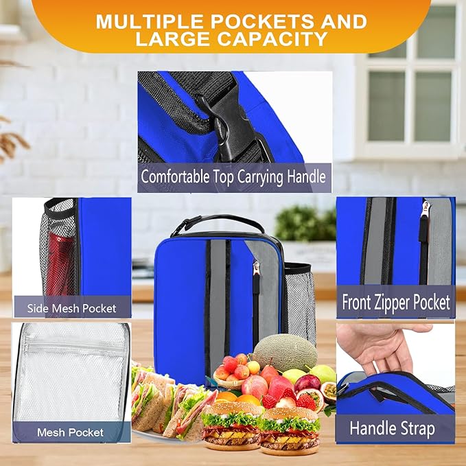 Lunch Box Insulated Lunch bag for Men Teen Kids Boys Adult Portable Stylish Small Lunchbox Special Design for Working Office school Picnic