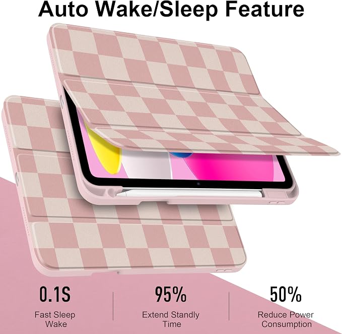 Case for iPad (A16) 11th Generation 11 inch 2025 /iPad 10th Gen 10.9 2022 - Aesthetic Cute Preppy Design Trifold Cover with Soft TPU Bumper Clear Back Auto Sleep/Wake Waves
