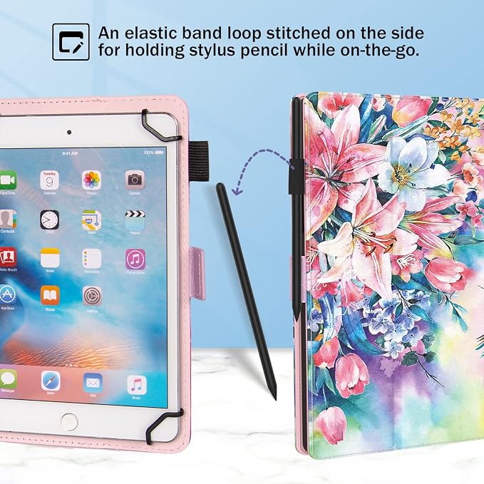 Dteck Universal Case (7.9 to 8.4) - Fold Stand Protective Flip Case for Apple iPad mini/Samsung Galaxy Tab 8.0 8.4 /Lenovo Tab 8 /onn. 100003561 8 Tablet Pro/Android Tablet 8 Inch (Blue Pink)