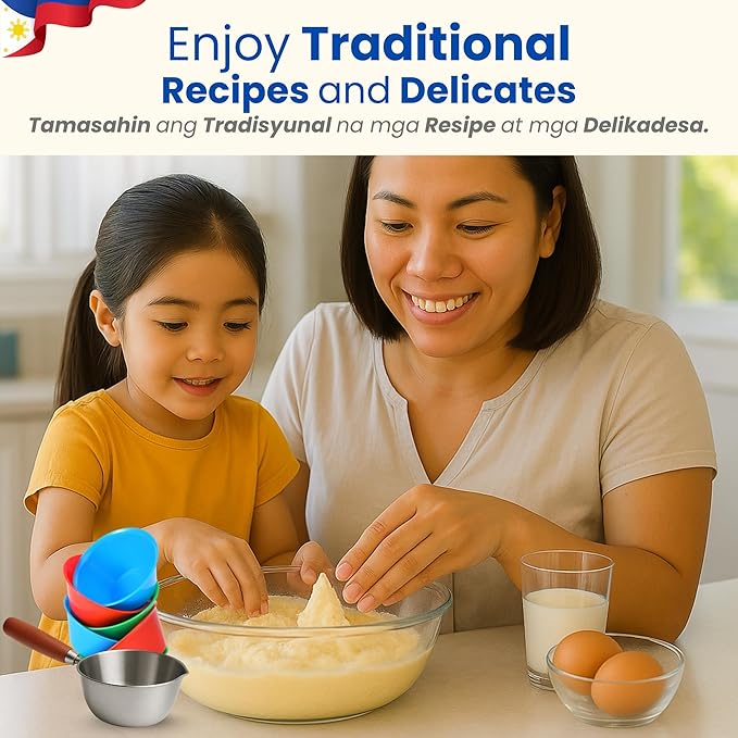 TraditionTools MEDIUM Size (2.8" x 1.2") 40 Pcs Puto Molder Filipino with Pouring Measuring Cup - Kutsinta Molder for Baking - Puto Mold Cups for Steamer - Filipino Plastic Molds for Desserts
