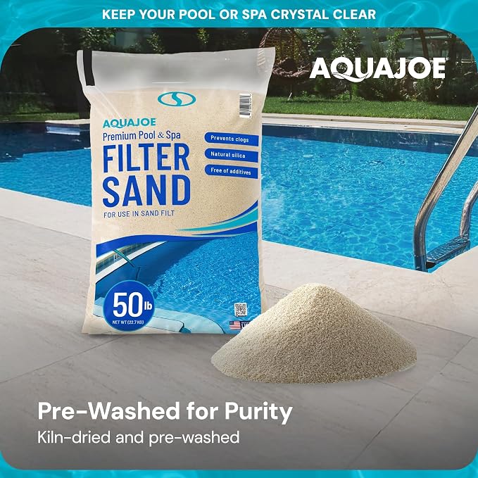 Aqua Joe Premium Pool and Spa Filter Sand, Natural Silica, 50 Lb Bag