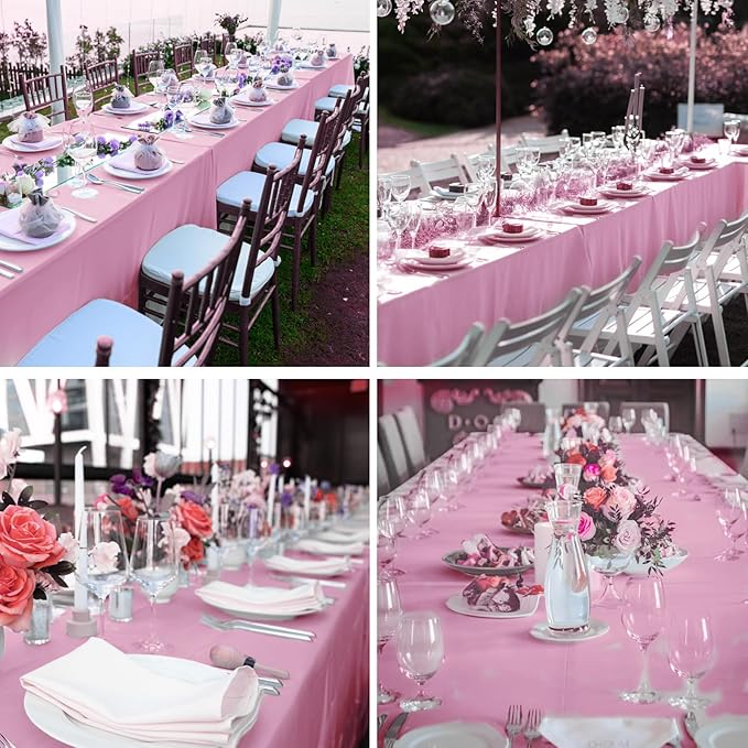 Rectangle Tablecloths 90x132 Inch 2 Pack Pink Tablecloth for 6ft Washable Decorative Linen Polyester Table Cloths for 8ft Dining Table Banquets Buffet Parties and Wedding