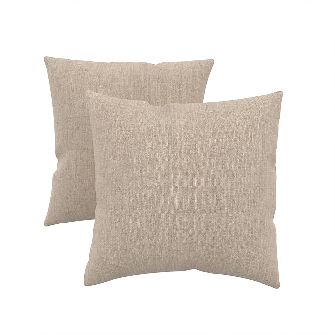 Covers & All Sunbrella Outdoor Throw Pillows, Pack of 2 Water Resistant & UV Fade Resistant Premium Square Throw Pillows (Inserts with Covers) for Indoor & Outdoor Use,24" x 24" Cast Ash