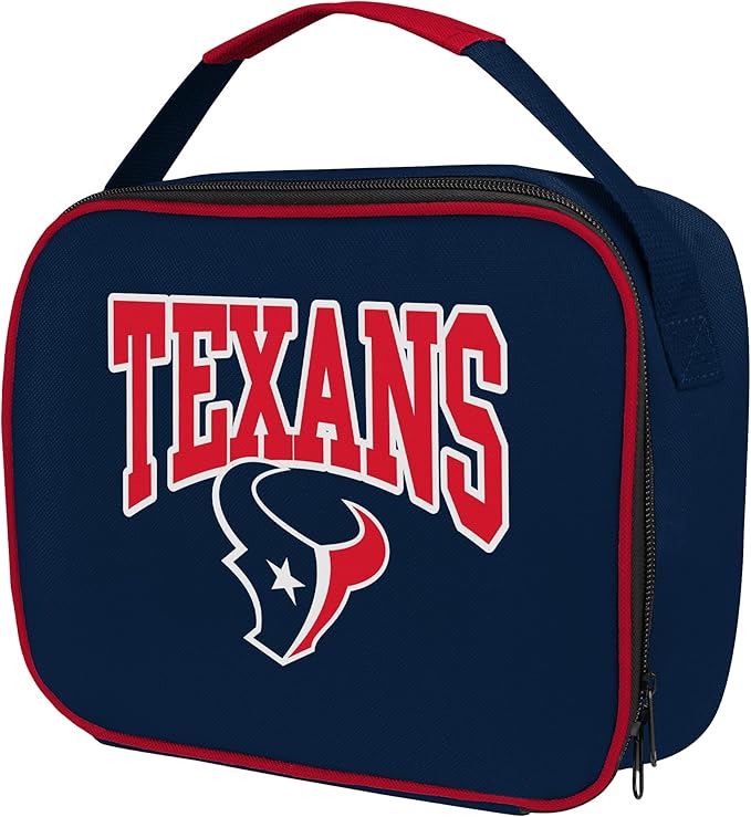 FOCO NFL Unisex-Adult Officially Licensed Wordmark Team Color Big Logo Football Zip Closure 7L Lunch Bag - Houston Texans