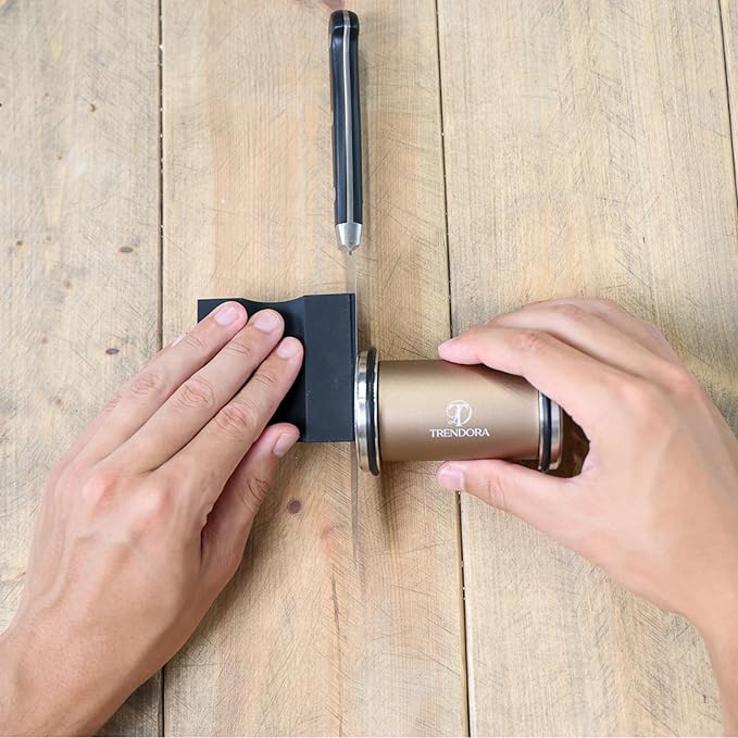 TRENDORA Rolling Knife Sharpener Kit – 4 Magnetic Angle Guide – Dual-Sided Diamond Sharpening Plates – Professional Pocket Knife Sharpening System for Chef & Kitchen Knives Perfect Kitchen knife Set