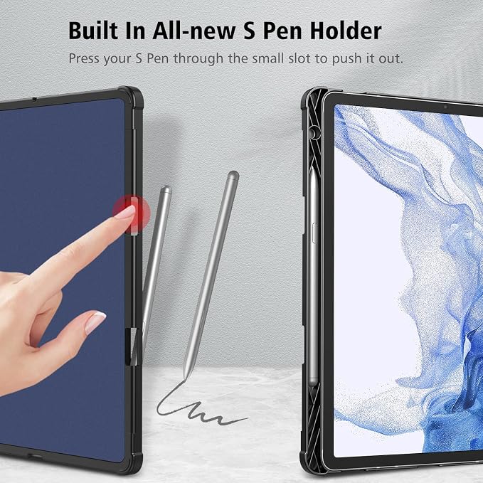 Fintie Portfolio Case for Samsung Galaxy Tab S8/Tab S7 11 Inch | Multiple Angles Business Cover with Pocket Built-in S Pen Holder Auto Sleep/Wake Dreamy Marble