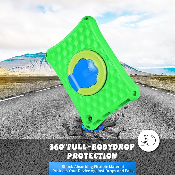 All-New Fire HD 10 Tablet Case for Kids(2023 Release)Incompatible with iPad SamsungLight Weight Shock Proof Handle Friendly 360 Rotating Grip Stand Kid-Proof Case (Green)