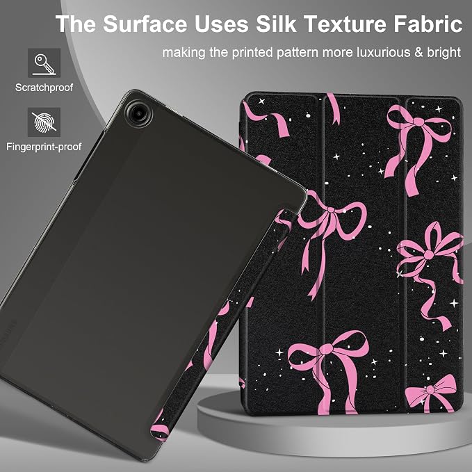 Case for Samsung Galaxy Tab A11 Plus A11+ 11 inch (2025/2026) &amp Tab A9 Plus A9+ 11 inch (2024/2023) Slim Smart Stand Cover with Translucent Hard Back Auto Wake/Sleep - Bear with Bows