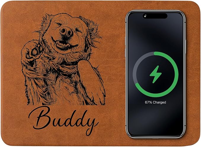 Custom Pet Portrait Sketch Line Art Present for Pet Lovers - Personalized Charging Pad Personalized Pet Memorial Accessory Custom Desk Tech Present for Dog and Cat Owners