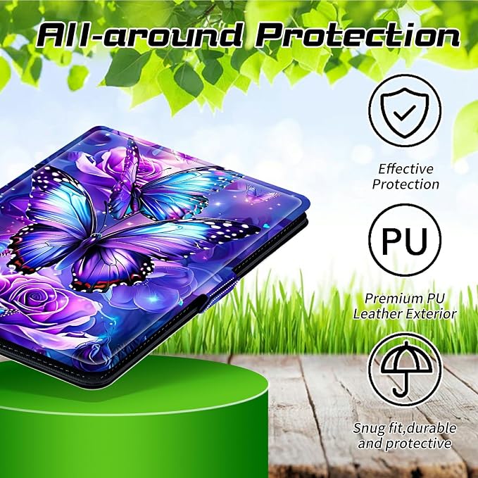 for Walmart Onn 10.1 2024 Onn 10.1 Gen 4 Universal Tablet Case 360 Degree Rotating Kickstand Protective Stand Case with Multiple Viewing PU Leather Shell Case Black Book Cat
