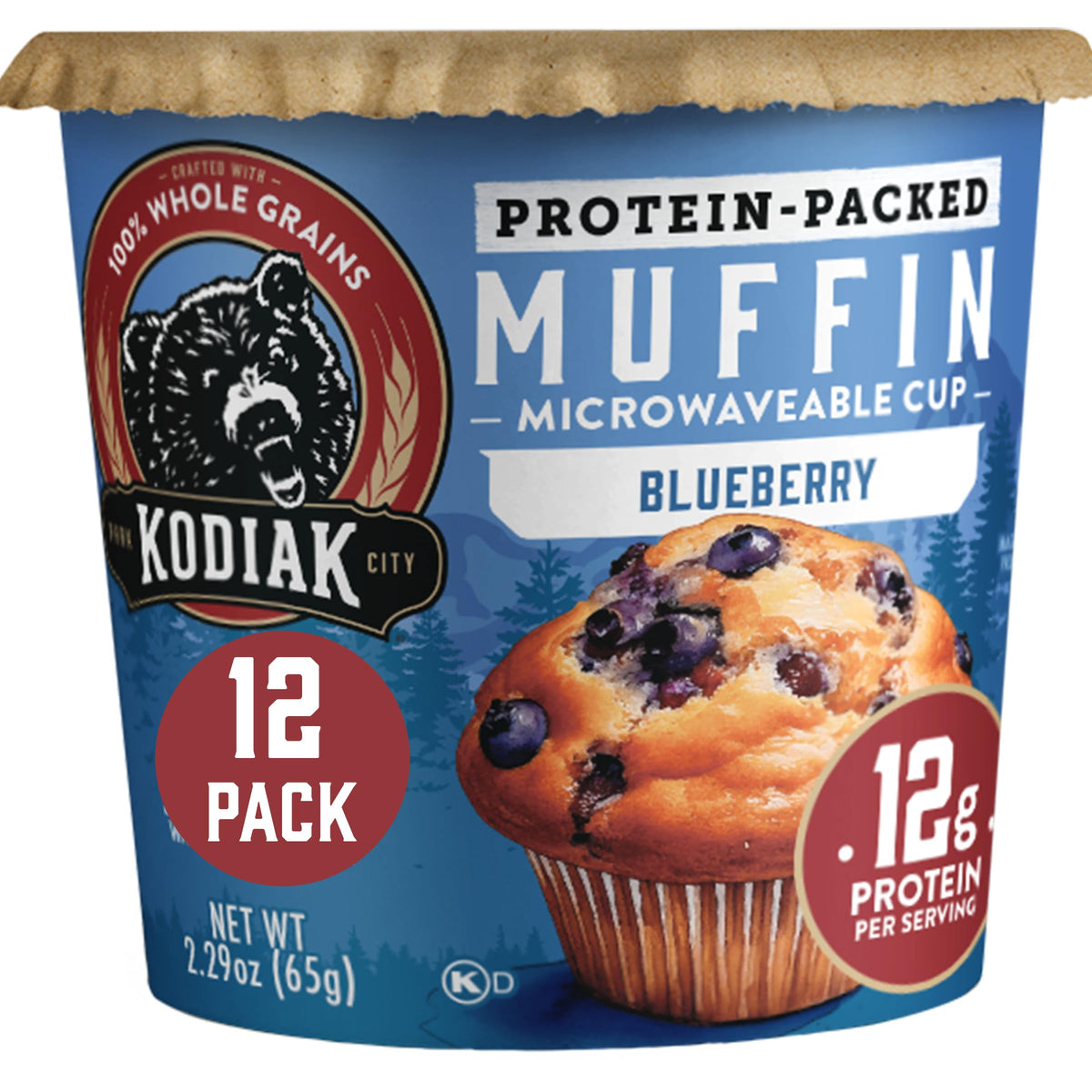 Kodiak Cakes Minute Muffins, Mountain Blueberry, 2.29 Ounce (Pack of 12) (Packaging May Vary)